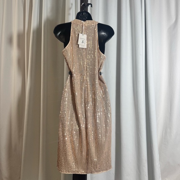 JASAMBAC Sequin Dress Sparkly Glitter Tulip Hem Ruched Bodycon Dresses - Picture 6 of 10